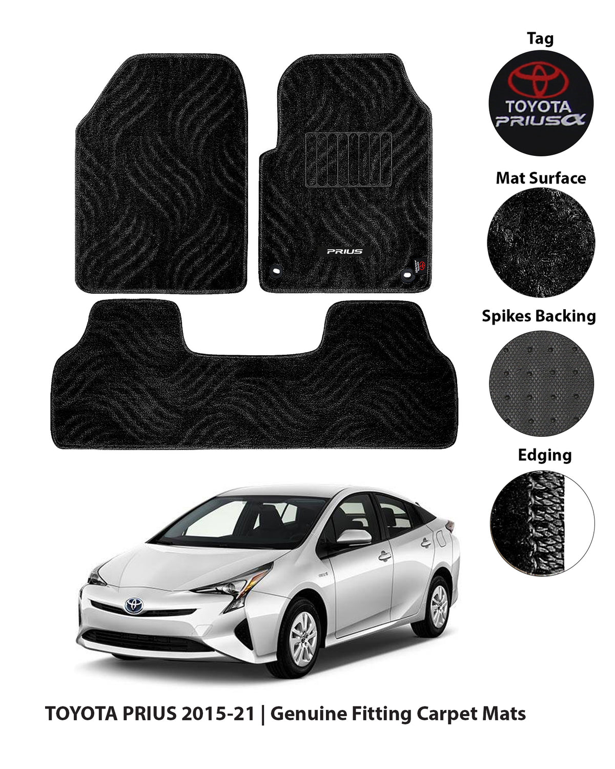TOYOTA PRIUS 2014-2021 PREMIUM CARPET CAR FLOOR MAT 2 img 10 148