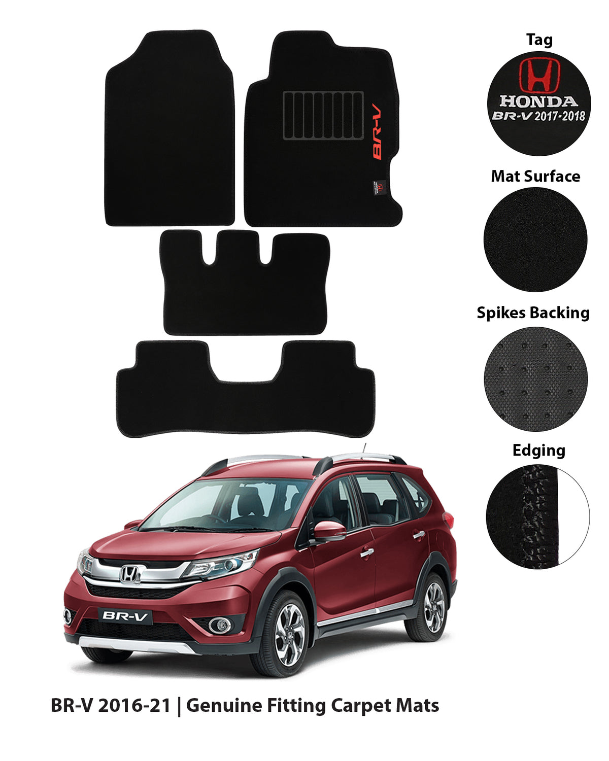 HONDA BR-V 2016-PRESENT EXECUTIVE SIDE LOGO CARPET CAR FLOOR MAT 2 img 10 58