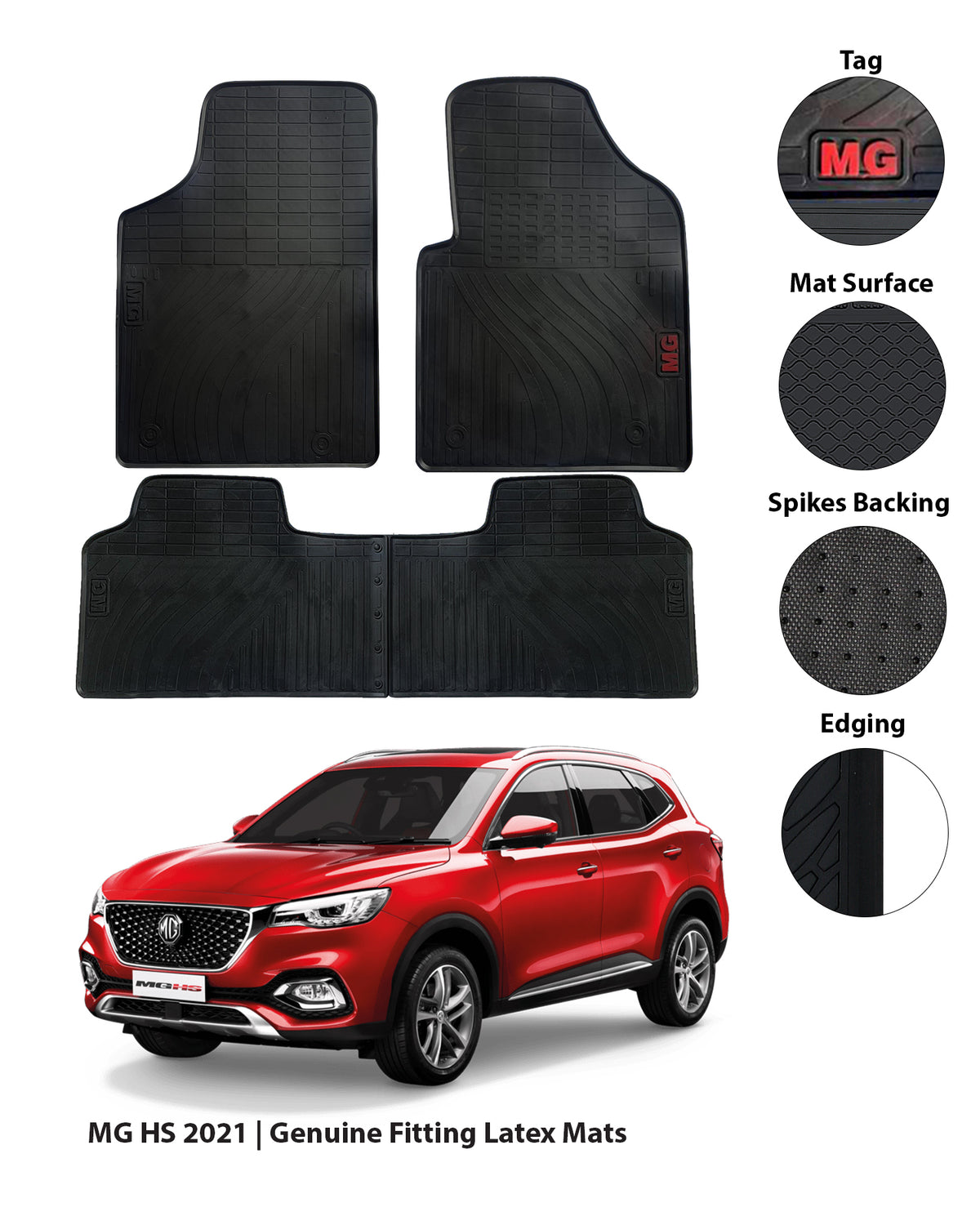 MG HS 2021-2024 LATEX RUBBER CAR FLOOR MAT 3 img 11 90