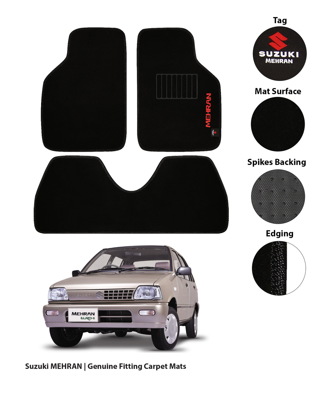 SUZUKI MEHRAN EXECUTIVE SIDE LOGO CARPET CAR FLOOR MAT 4 img 12 70