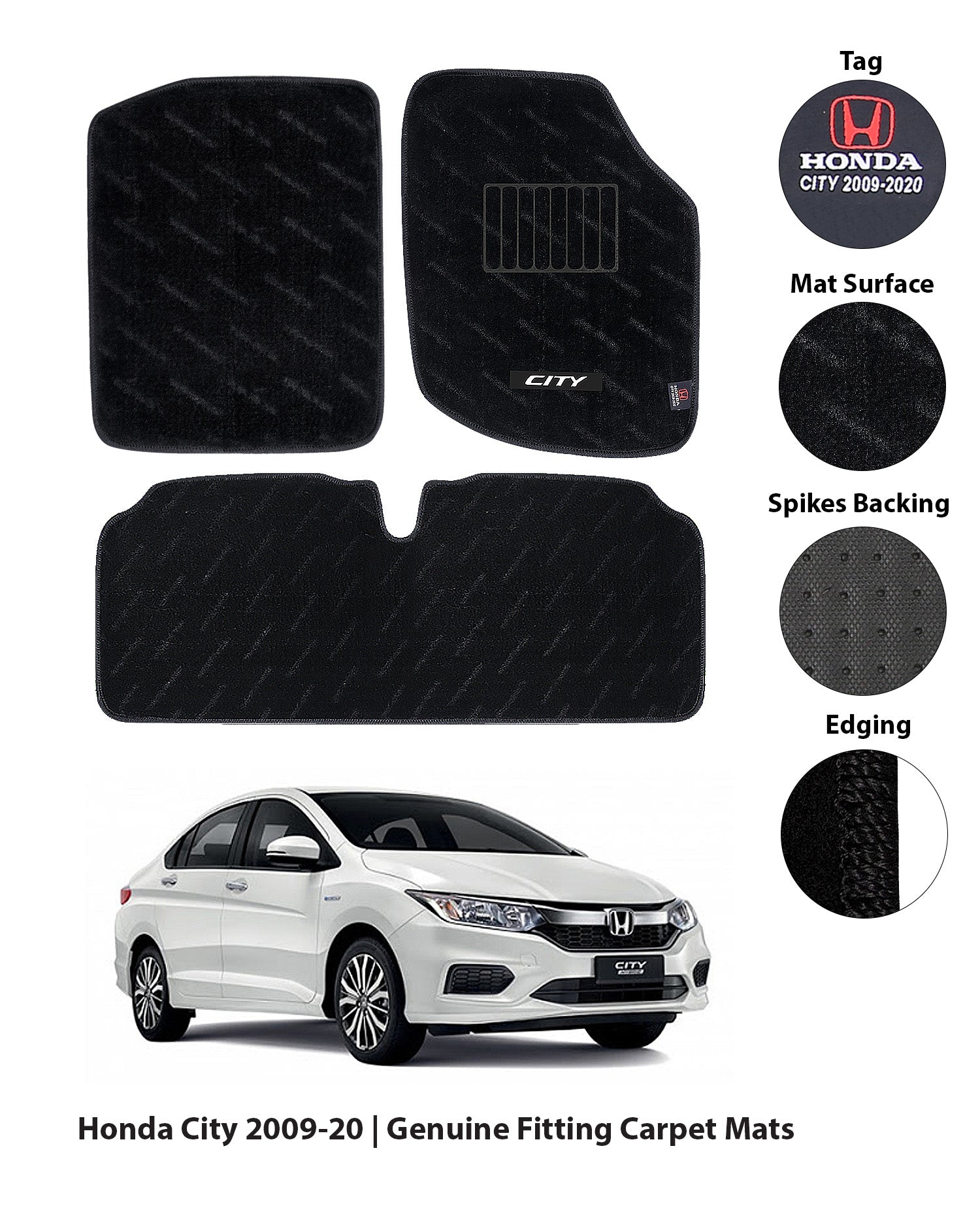 HONDA CITY 2009-20 PREMIUM CARPET CAR FLOOR MAT 4 img 13 105
