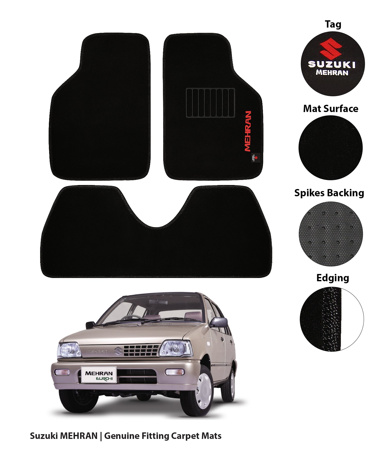 SUZUKI MEHRAN EXECUTIVE SIDE LOGO CARPET CAR FLOOR MAT 5 img 13 70