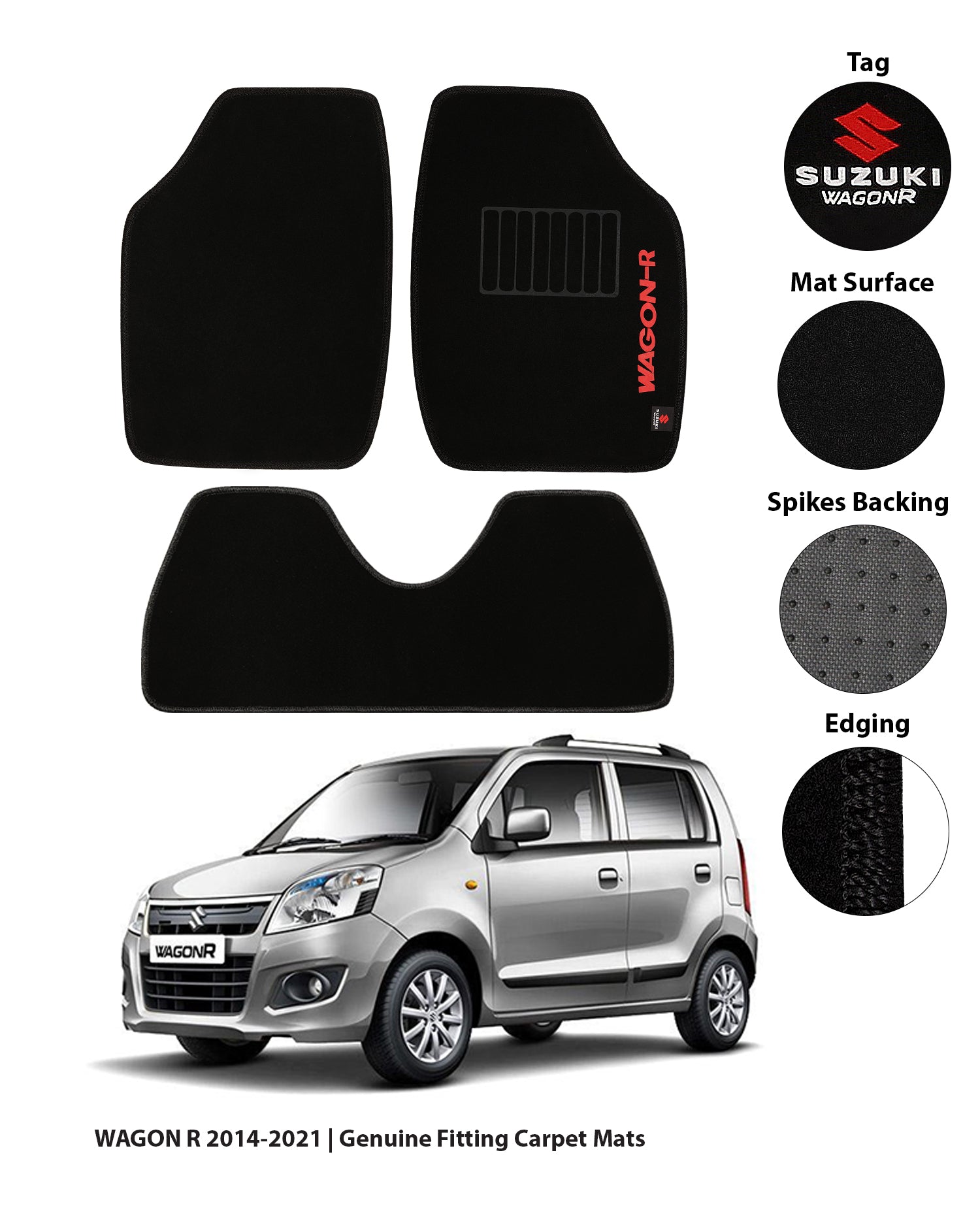 SUZUKI WAGON R 2014-PRESENT SIDE LOGO CARPET CAR FLOOR MAT 4 img 13 71