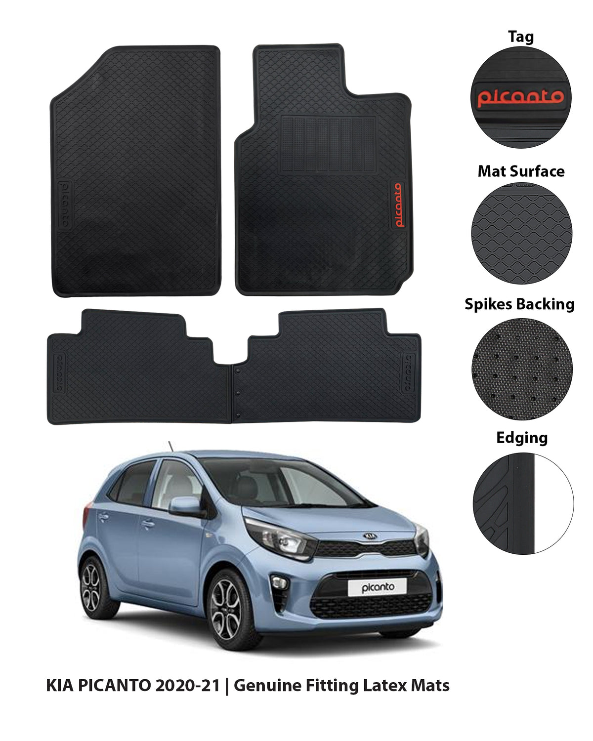 KIA PICANTO 2019-PRESENT LATEX RUBBER CAR FLOOR MAT 5 img 13 85