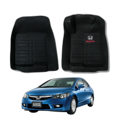 Honda Civic Reborn 5D With LOGO Custom Floor Mat- 2008-2012 - 3 Pcs Black 5 img 14 14