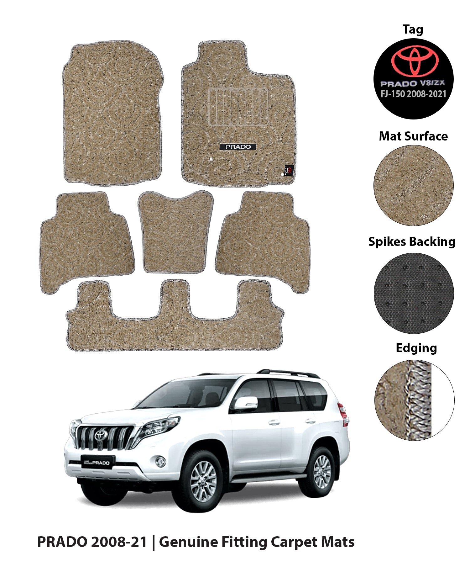 TOYOTA PRADO 2009-2021 PREMIUM CARPET CAR FLOOR MAT 6 img 14 48