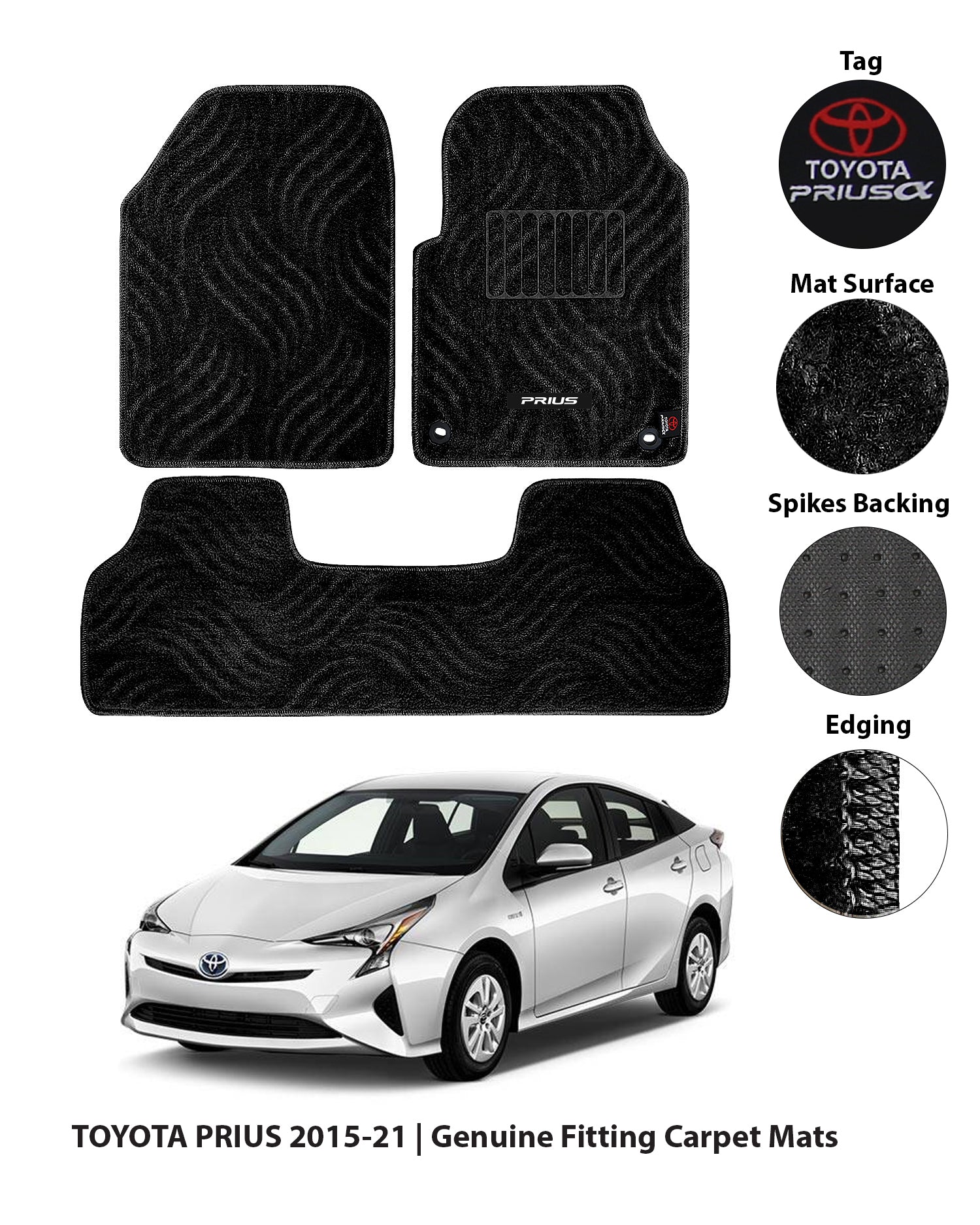 TOYOTA PRIUS 2014-2021 PREMIUM CARPET CAR FLOOR MAT 6 img 2 139