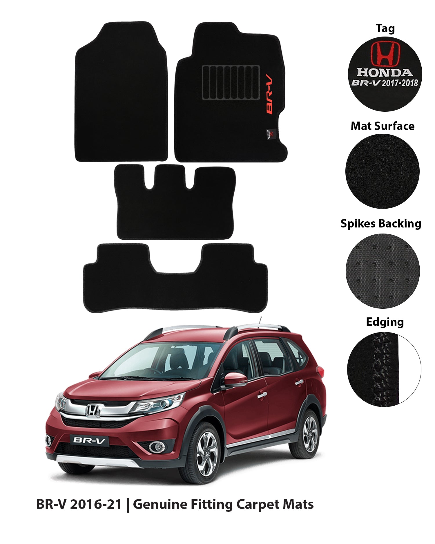 HONDA BR-V 2016-PRESENT EXECUTIVE SIDE LOGO CARPET CAR FLOOR MAT 9 img 5 51