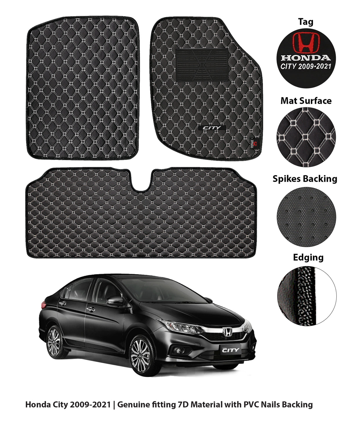 HONDA CITY 2009-2020 7D LUXURY CAR FLOOR MAT 8 img 5 7