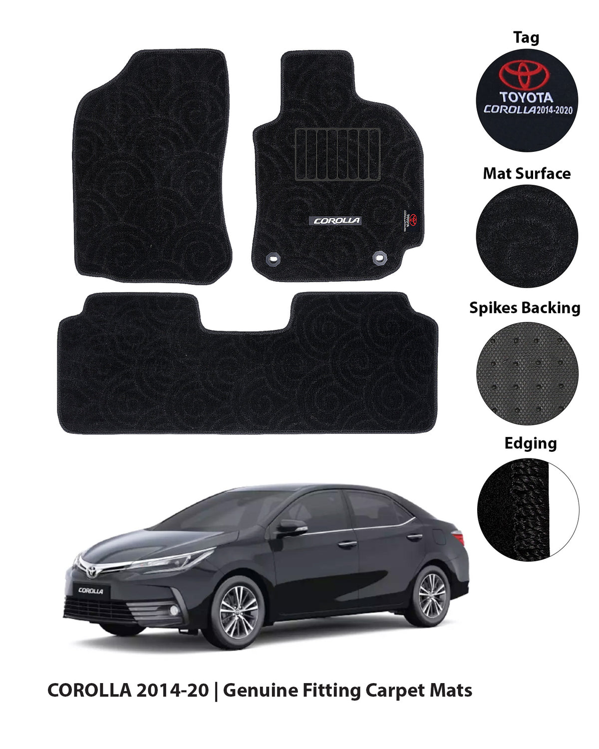 TOYOTA COROLLA 2014-PRESENT PREMIUM CARPET CAR FLOOR MAT 10 img 6 112
