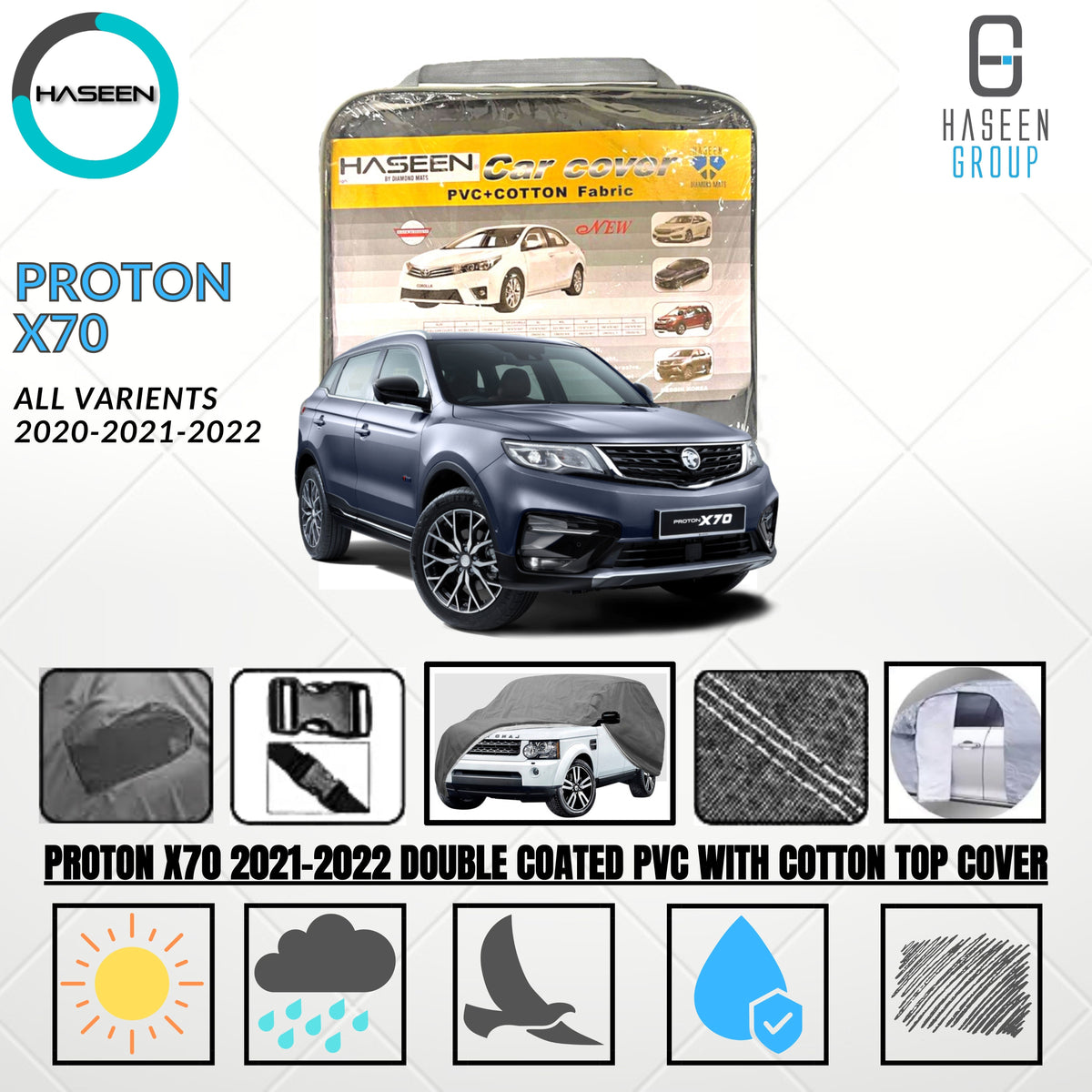 PROTON X70 2021-PRESENT DOUBLE COAT PVC WITH COTTON CAR COVER 14 img 7 204