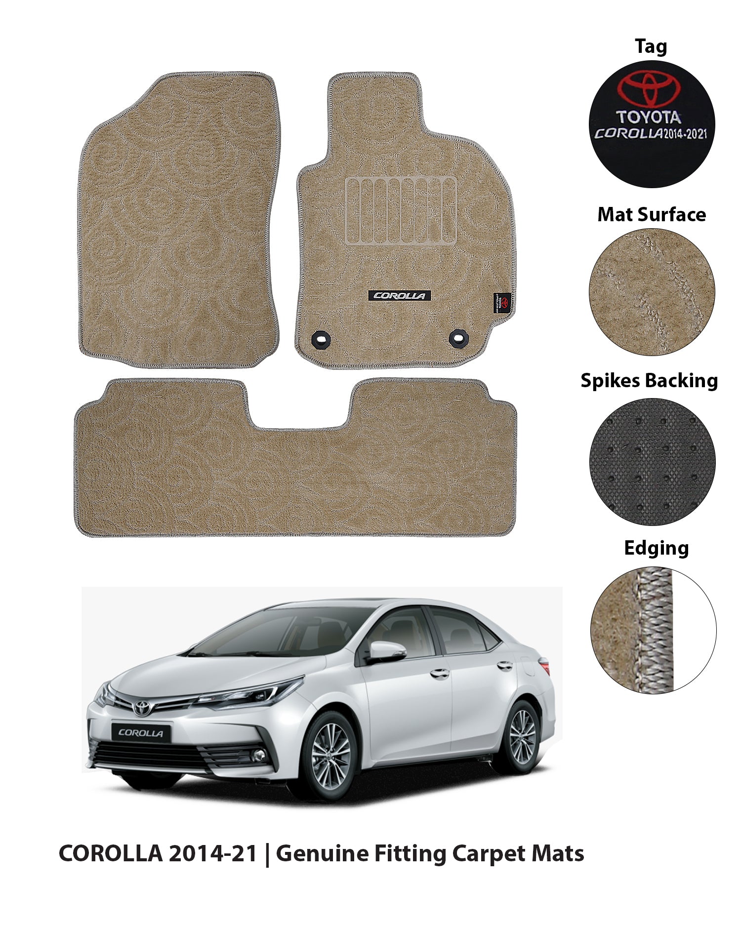 TOYOTA COROLLA 2014-PRESENT PREMIUM CARPET CAR FLOOR MAT 12 img 8 125