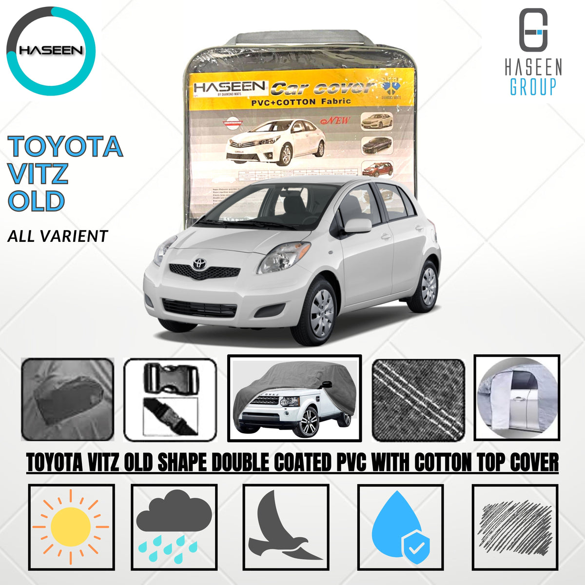TOYOTA VITZ OLD DOUBLE COAT PVC WITH COTTON CAR COVER 13 img 8 236